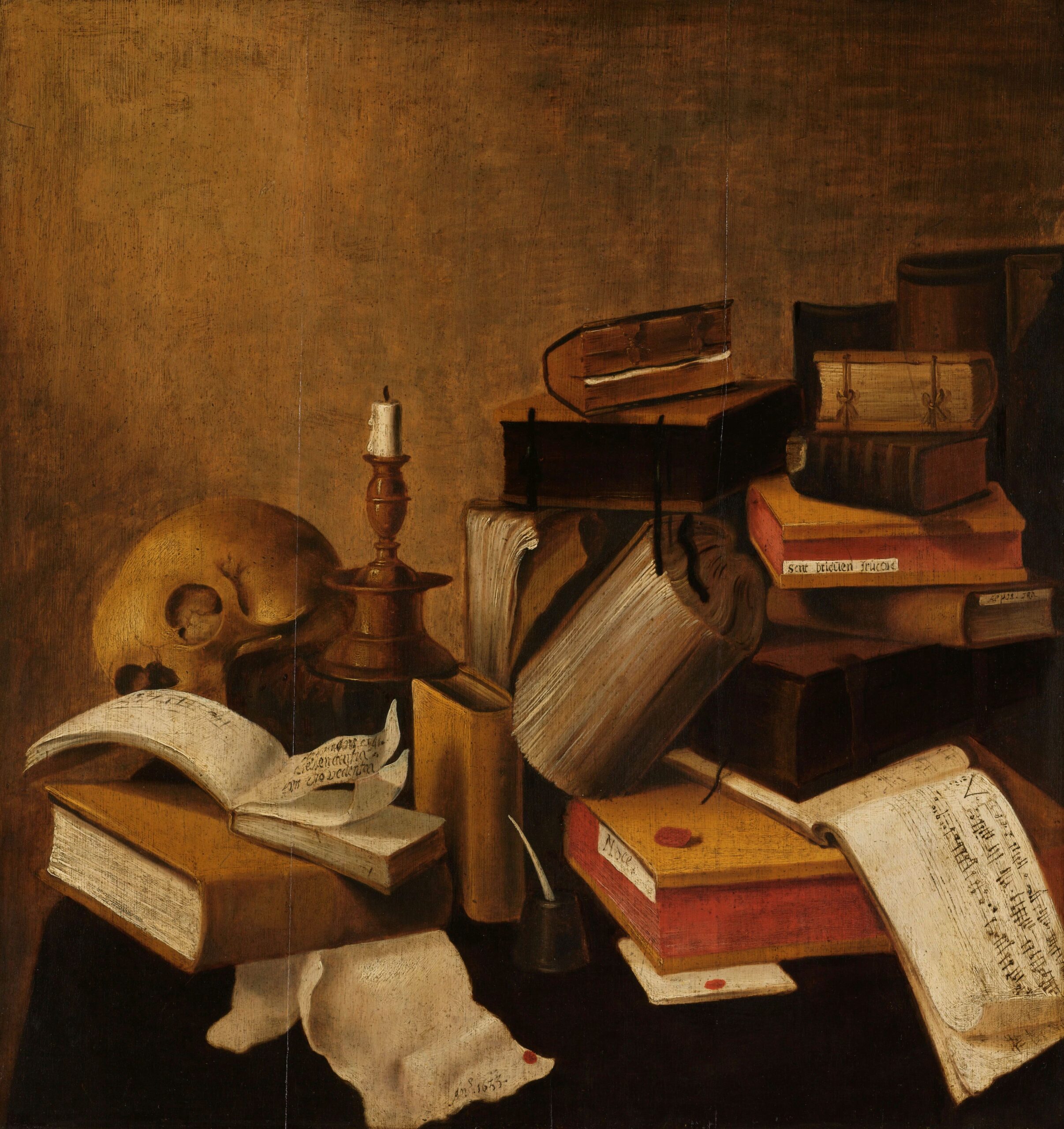 Vanitas Still Life with Books -anonymous,1633