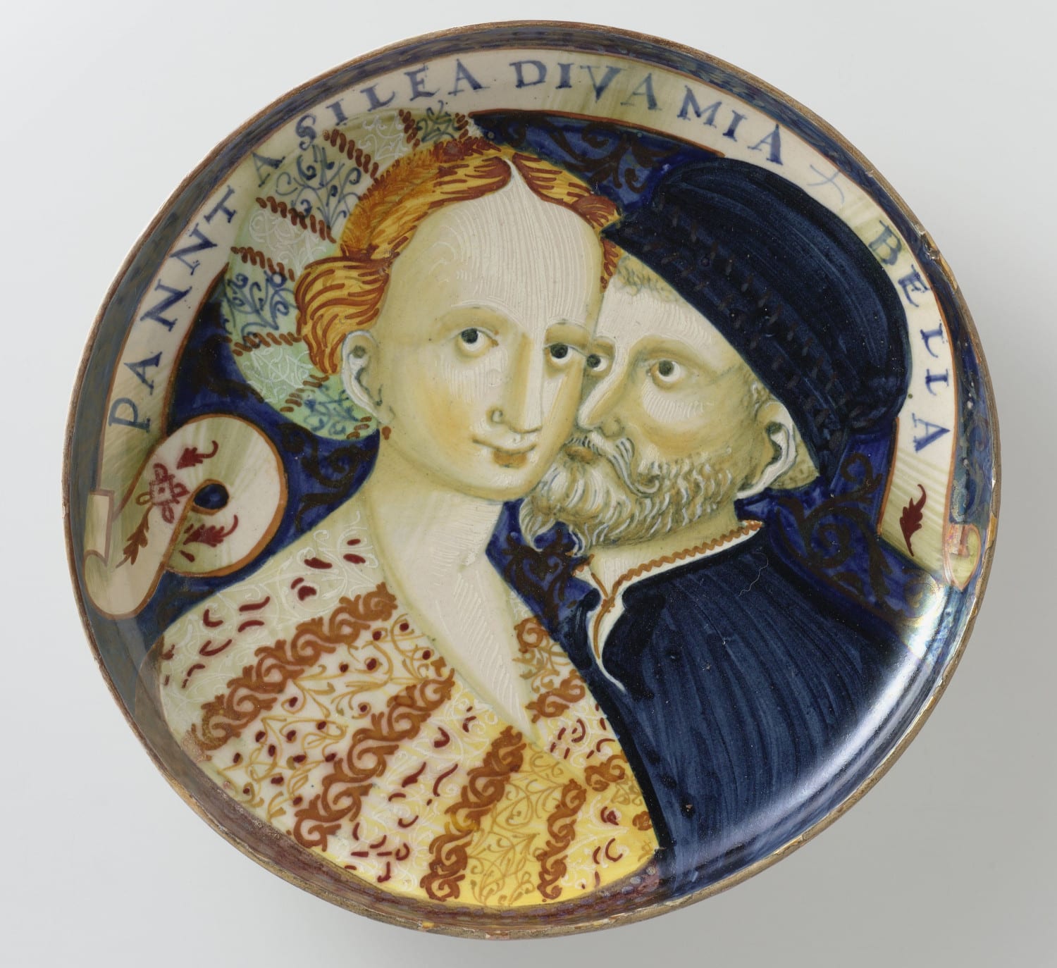 Dish with a man and a woman, anonymous, c. 1530 - c. 1540